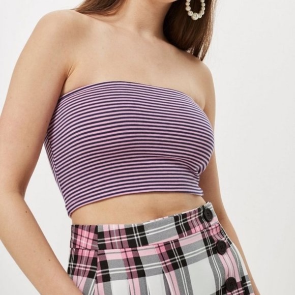 Topshop Striped Bandeau Top - Picture 1 of 5
